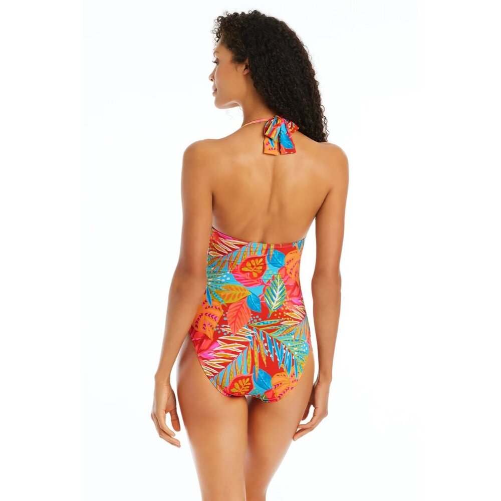 🆕 Bleu Rod Beattie The Heat Is On Halter One Piece Swimsuit Tropical Print 6 - Picture 3 of 5
